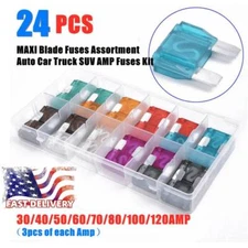 24 Pack Large MAXI / APX Blade Fuse Assortment Auto Car Truck SUV AMP FUSES Kit