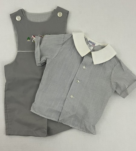 Vintage Good Lad Boy's 4T Romper JonJon Embroidered Horse Carriage 2pc Set - Picture 6 of 7