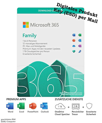 Microsoft 365 Family - MS Office 365 | 6Nutzer | Mehrere PC Mac | ESD | 1 Jahr