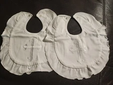 I ❤️ Baby 2 Pack - Baby Girl Christening Bib, Elegant All White NWOT