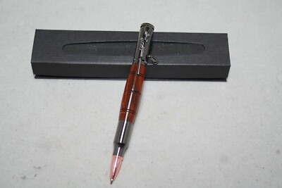 Handmade Highly Figured Cocobolo Bolt Action Pen with Gun Metal Parts & Gift Box