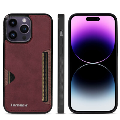 For iPhone 15 Pro Max 14 13 12 11 X 8 7 Leather Card Pocket Slim Fit Case Cover