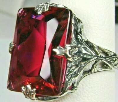 2Ct Emerald Lab Created Red Ruby Women Wedding Ring 14k White Gold Plated Silver