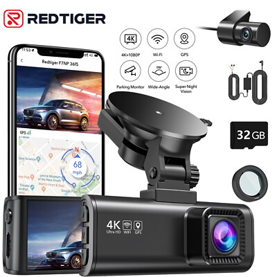 REDTIGER Front and Rear 4K Dash Cam with Hardwire Kit and Polarizing Lens