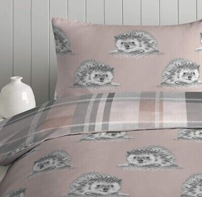 BNWT SUPER KING FUSION HEDGEHOGS CHECK BLUSH PINK/GREY BETTBEZUG BETTWÄSCHE SET