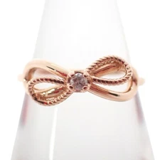 [Used] K10PG /agete/  Diamond  ribbon ring /US size4-4.5/g522-75