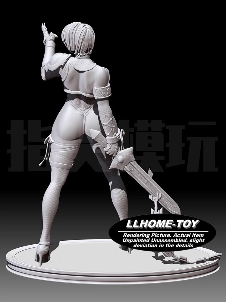 Game HOT beauty hot Girl hold a whip stand Resin 3D Print GK Kit Figure DIY