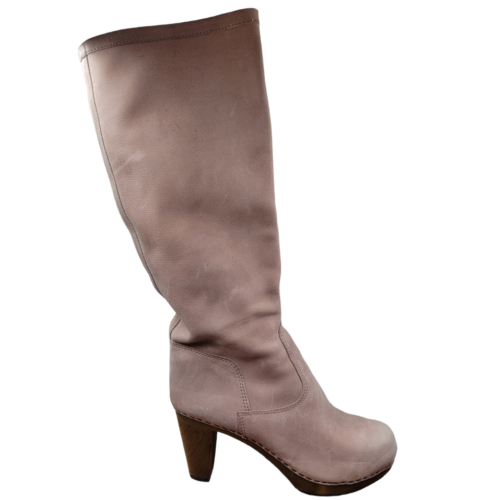 Sanita Knee High Boots Women's 39 / 8 Pink Nubuck Leather Clog Tall Platform - Picture 1 of 14