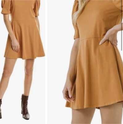 english factory brown dress Short Puff Sleeve Mini Dress. NWT. Color is Light Size XS Stunning Sexy Prom Dresses Master No: RALA6100-BLUE making it stand out Size:US-German size 10-42