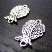 Angel Wing 19mm Antiqued Silver Plated Connector Charms C5723 - 10, 20 Or 50PCs
