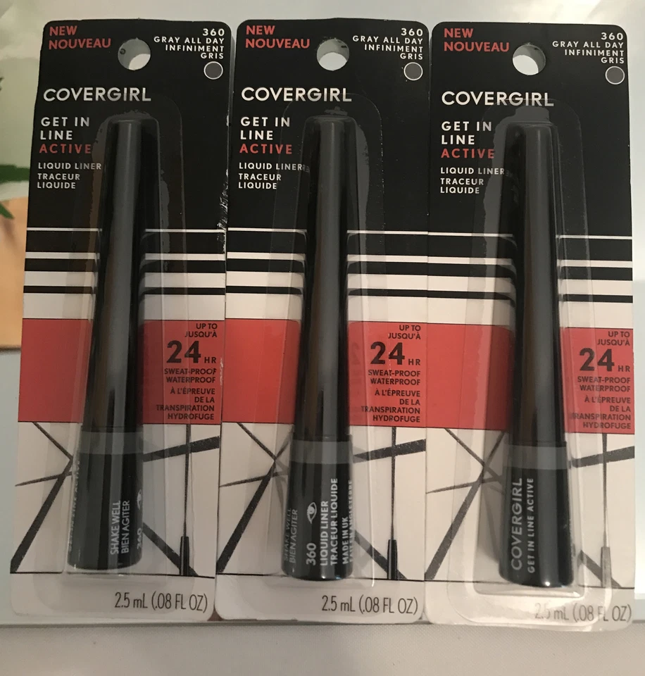 3 NEW Covergirl Get In Line Active Liquid Liner 360 Gray All Day Make-up - Image 3 of 3