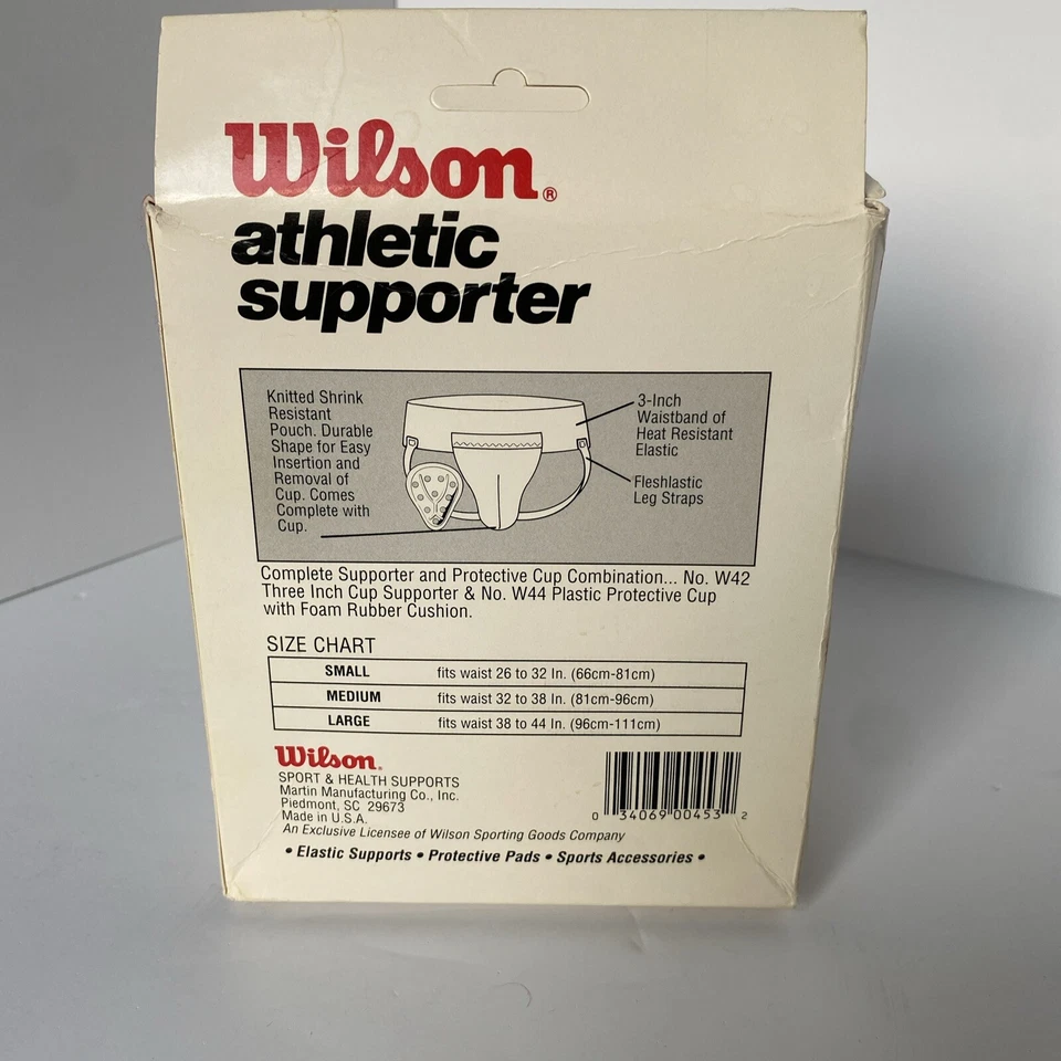 NOS Wilson Athletic Supporter 白色 Jockstrap W45 复古 适合腰围 32 英寸 - 38 — 第 2/4 张图片