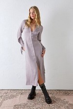 Urban Outfitters Purplish Grey Maxi Shirt Dress Edgy Cool Y2K 2000s
