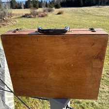 Vintage Artist Wood Paint Box Palette Patina Painters Travel Case Splattered