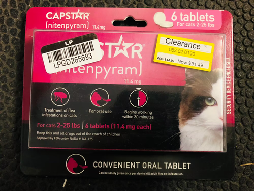 Capstar Nitenpyram 11.4mg 6 Tablets For Cats 2-25 LBS WAS-44.99 exp:10/2025