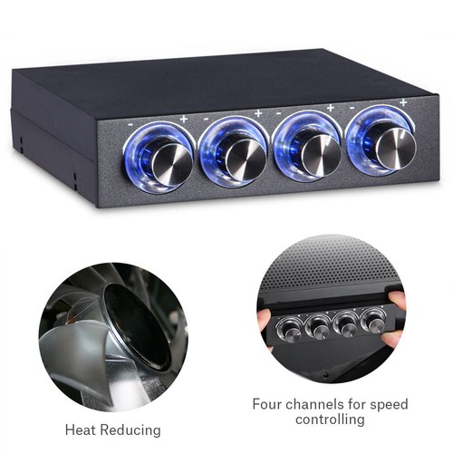 4-Kanal Computer Lüftersteuerung Für PC 4 Lüfter Mit Blauer LED 3Pin + 4Pin Hot# - Bild 3 von 10