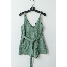 Zara Green Lace Eyelet Romper With Belt Size S spring summer casual fairy