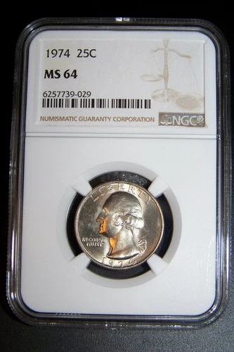 1974 MS 64 NGC GRADED #6257739-029 WASHINGTON 25C