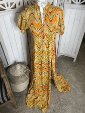 Maxi Dress Womens EU 38 US 6 Chevron High Thigh Slit V Neck Colorful Beach