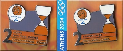 PARALYMPIC GAMES ATHEN 2004-SET 2 PINS *2 Months to go Eng+Greek* 1.000 SELTEN