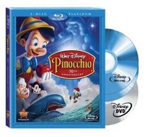 Pinocchio Two-Disc 70th Anniversary Platinum Edition Blu-rayDVD Combo - GOOD