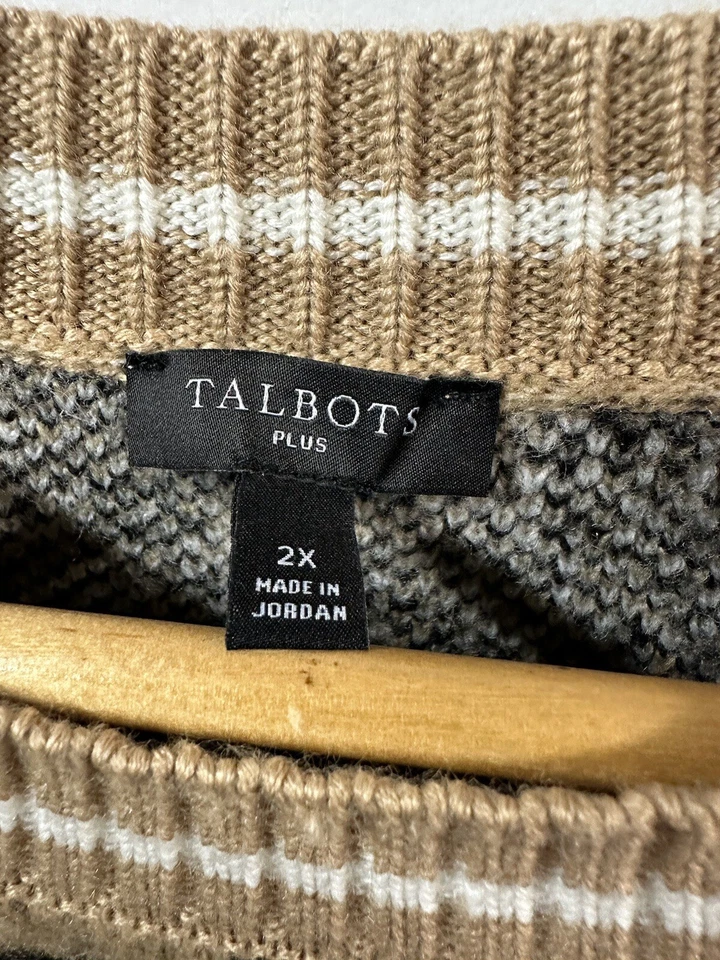 Suéter Tejido Talbots Mezcla Lana Merino Estampado Leopardo Talla 2X Puño Botón Dorado Foto 2 de 4