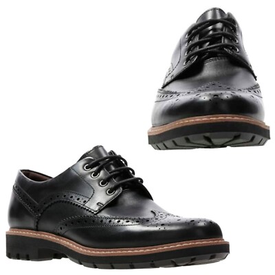 Clarks CUSHION PLUS Batcombe Wing Black Leather BROGUE Schuh Herren UK-8 G EU-42 M