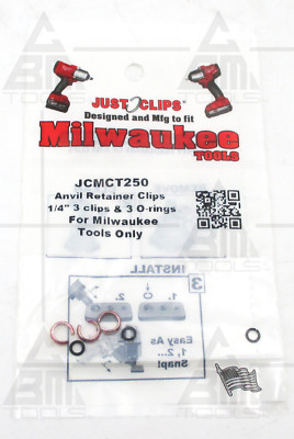 Just Clips JCMCT250 1/4'' 3pc Milwaukee Anvil Snap Ring & O-Ring Kit - USA