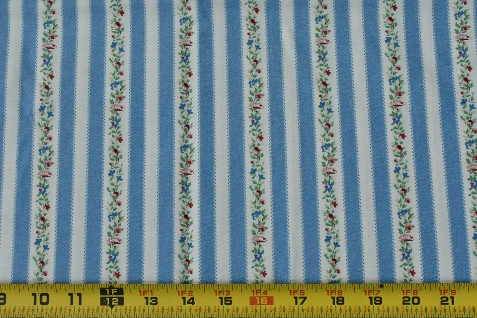 23" Long, Blue Red Pink Green Cream Floral Stripe, Maywood/Willowberry,P4914 - Image 2 of 4