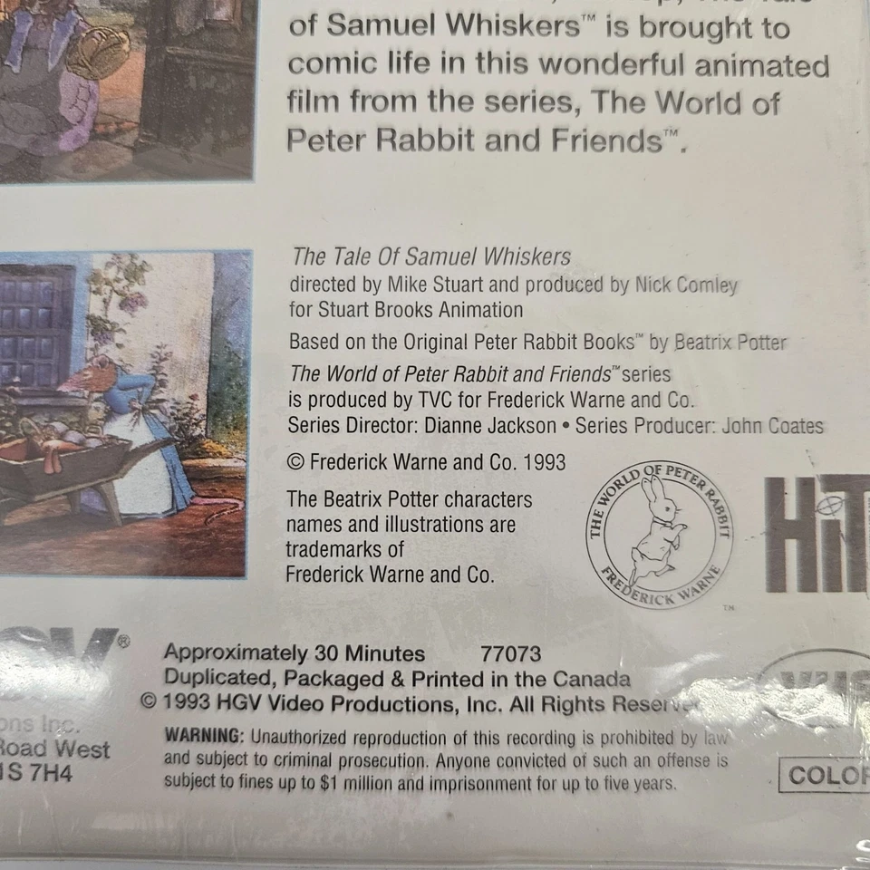 The Tale Of Samuel Whiskers Or The Roly-Poly Pudding VHS By Beatrix Potter 100th Foto 4 de 4