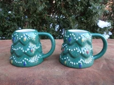 Set of (2) Christmas Tree Shaped Green Ceramic 12 oz. Mugs by Winter Wonder Lane