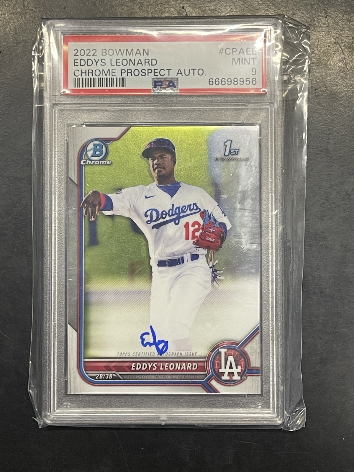 Eddys Leonard 🟡🟡 2022 Bowman Chrome Prospect Auto #CPAEL PSA 9