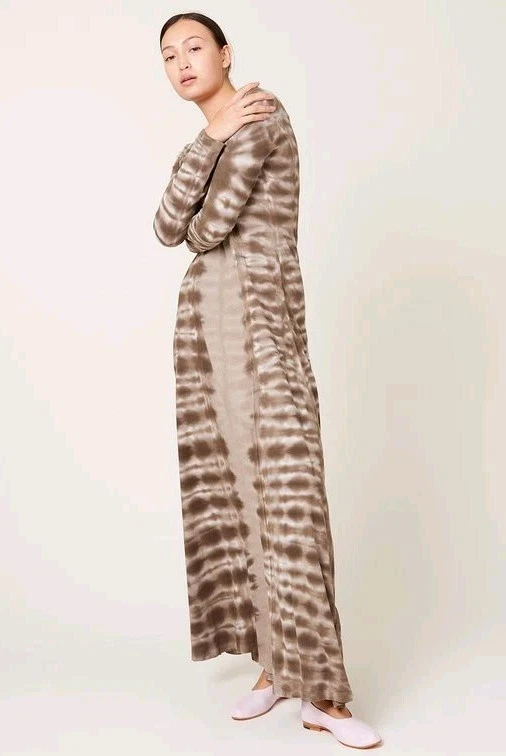 Маленький RAQUEL ALLEGRA галстук краситель РЕА коричневый хлопок трикотажа длинный кафтан футболка платье - Изображение 4 из 4