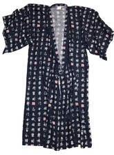 VTG Japanese Yukata Kimono Robe Full Length 100 Cotton Kyoto Sen i Size 54 Blue