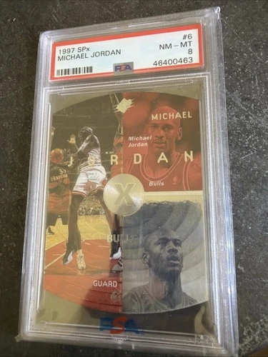 Michael Jordan PSA 8 NM/MT  1997 SPX Die Cut #6 Base Card