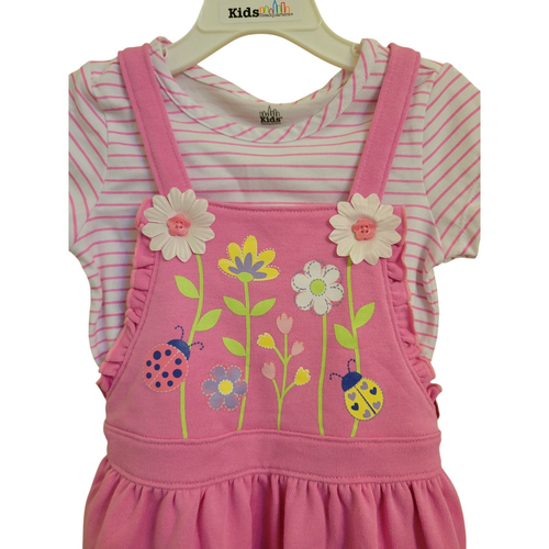 NWT Kids Headquarters Girls Floral 2 Piece Overall Skirt Set Spring Summer 4T - Picture 2 of 4