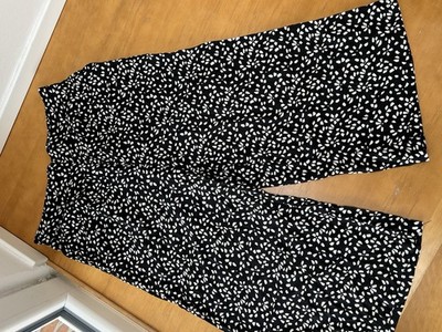 Polka Dots Culotte Hose Gr. 40/L Schwarz Weiss Zara Style
