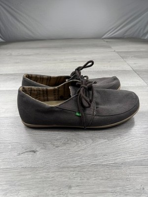 Sanuk Men Shoe Brown Stone Lace Up Slip On Canvas Lightweight Size US 13