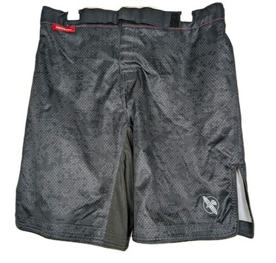 Hayabusa Shorts Mens Medium Black Gray Hex MMA Jiu Jitsu Kickboxing Training L