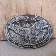 Alaska The Great Land Belt Buckle Eagle Made In Canada By Arctic Circle 