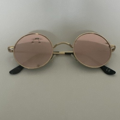 Getönte Sonnenbrille rosa Retro rund John Lennon Style Metallgestell Unisex 90er sehr guter Zustand.
