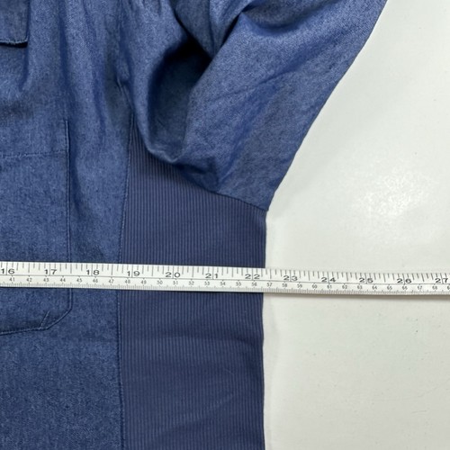 NWT NY Collection Chambray Snap Close Shirt Womens XL Roll-Tab Sleeve Blue - Picture 5 of 6
