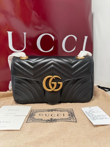 GUCCI Marmont Medium 26 Shoulder Bag Black Leather Unused