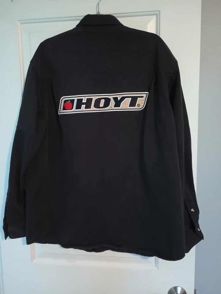 Camisa/Chaqueta HOYT Tiro con Arco Negra Resistente Manga Larga Para Hombres XL EUC Parches Foto 2 de 4