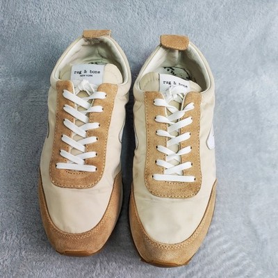Rag & Bone Retro Runner Sneakers Suede LowTop Tan White Women EU39 US9