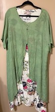 Women’s Midi Dress with Built-In Jacket Green Floral Cottagecore Garden Party 3x