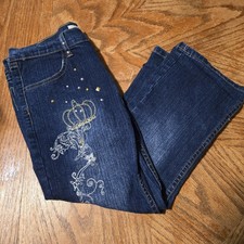 Girls Size 14 Old Skool Jeans Embroidered And Bedazzled