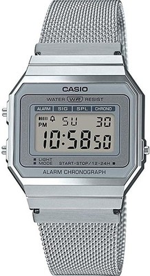 Unisex Uhr CASIO A-700WEM-7AEF Edelstahl Mesh VINTAGE Grau