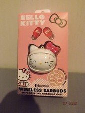 Hello Kitty Bluetooth Wireless Earbuds with Rotating Charging Case NEW