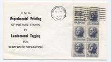 1963 5ct washington booklet pane tagged first day cover cacheted 1213c y10588